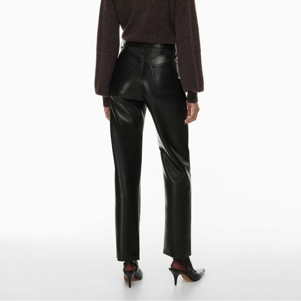 Aritzia Wilfred Sz 4 The Melina Pants Black Vegan Leather High Rise Straight Leg - Picture 4 of 12
